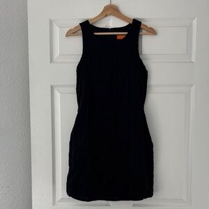 100% Cotton Black Daisy Print Sleeveless Dress